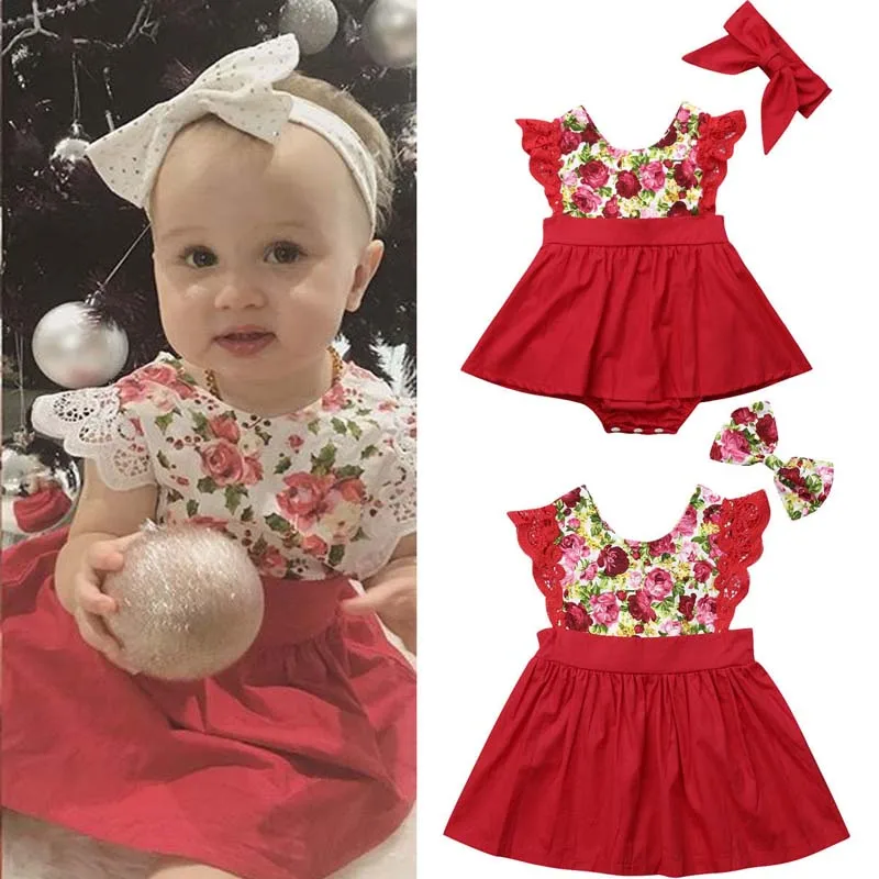 Pudcoco Toddler Kid Baby Girl Dress 2018 New Lace Sleeve Flower Sister Match Romper Dress+Headband Set Outfit Clothes 0-24M 1-6T | Детская