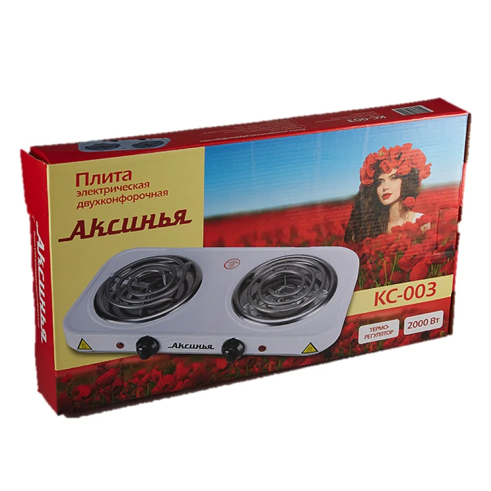Электрическая плита &quotАКСИНЬЯ&quot КС 003 спираль двухконфорочная белая|Варочные