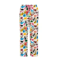 women winter cotton flannel home pants female corgi pug printed sleep bottoms lounge wear loose pajama pants for women