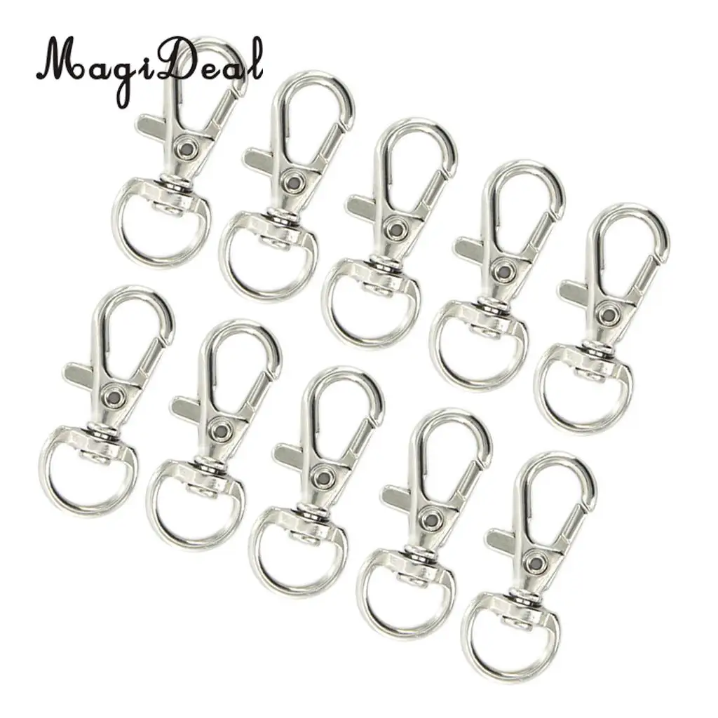 

MagiDeal Phenovo 10pcs Swivel Trigger Snap Hooks Silver 12mm x 30mm Lobster Clasp Snap Hook Key Chain Ring