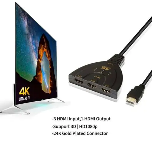 3 Порты и разъёмы 1080 P автоматический HDMI переключатель делителя концентратор