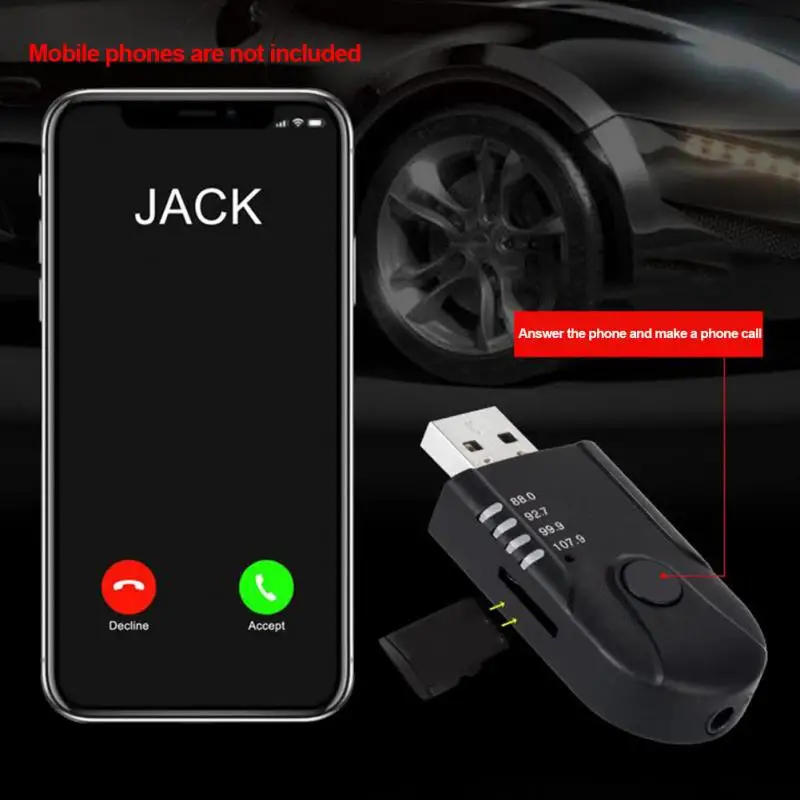 Music Radio Car FM Transmitter USB Bluetooth Audio Portable Wireless Receiver Auto Handsfree MP3 Player Accessories For BT-08 | Автомобили