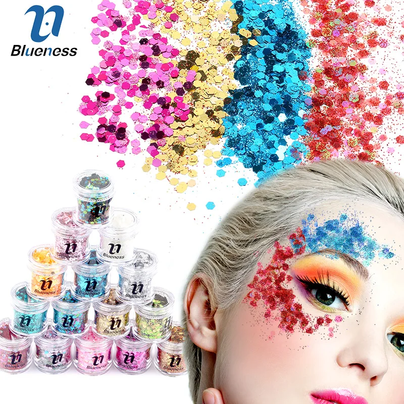 Blueness 15 цветов голографические блестящие украшения для лица тело гвоздь волос