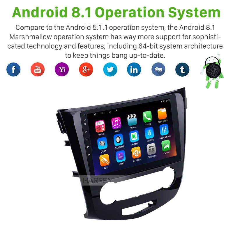 Harfey 2Din 10 1 &quotAndroid 8 1/7 автомобиль gps Мультимедийный проигрыватель автомобиля радио