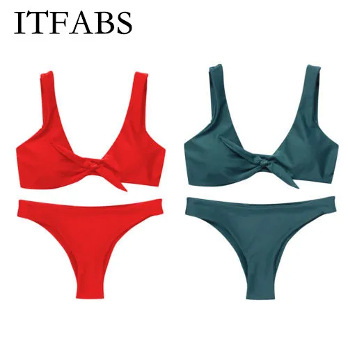 ITFABS женский бюстгальтер с пуш апом бандажный комплект бикини купальник