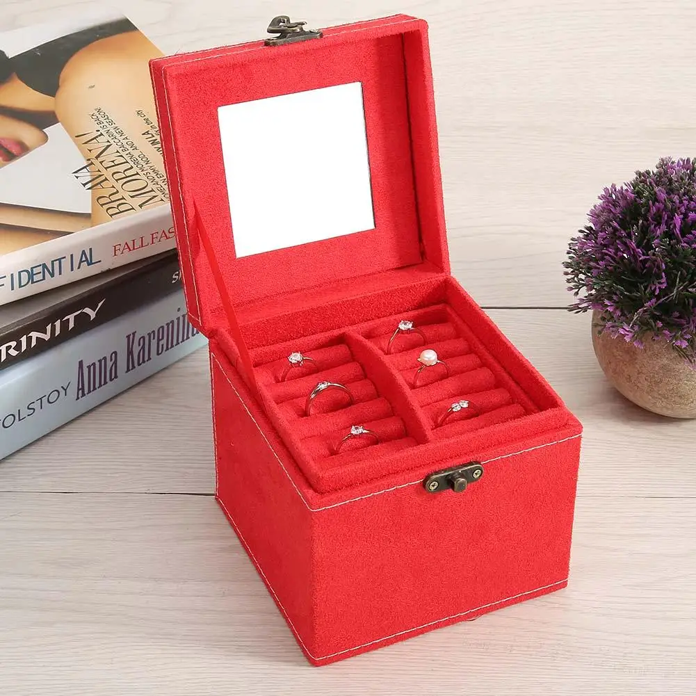 Деревянные розово-красные коробки для ювелирных изделий одноцветные