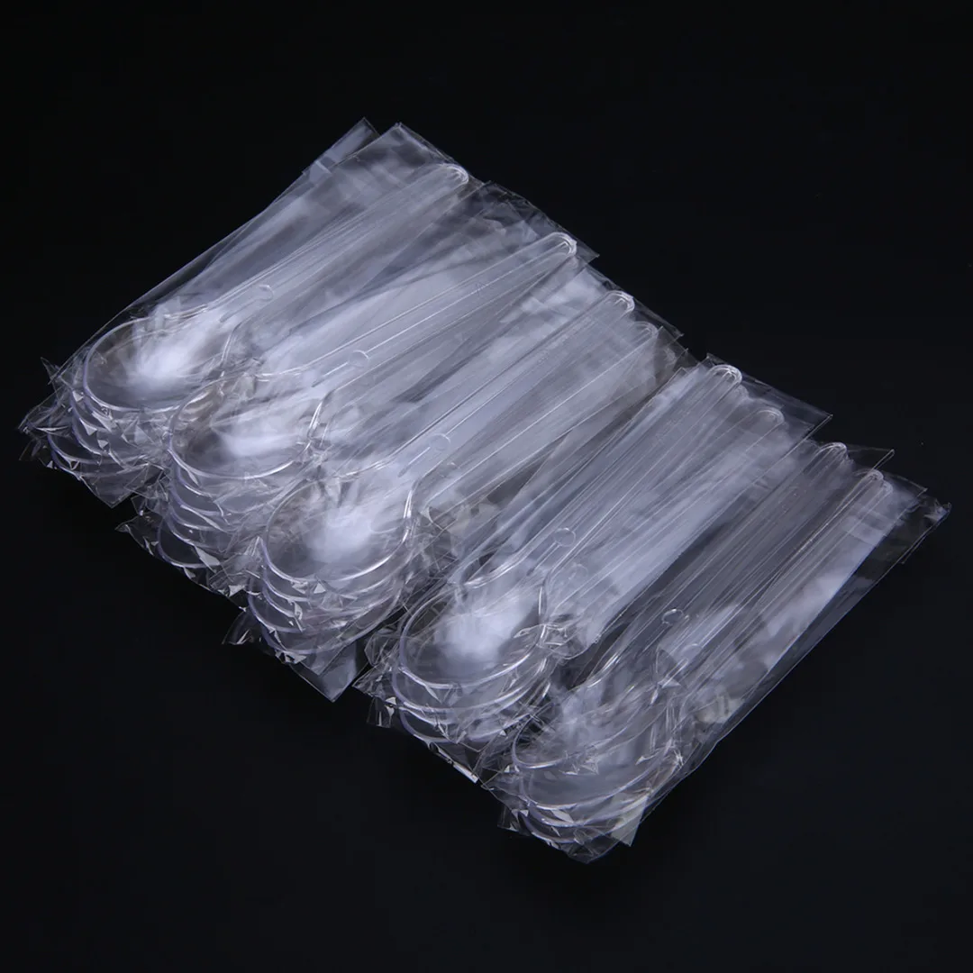 New 25/50pcs Plastic Mini Spoon Disposable Spoons for Coffee Ice Cream Dessert Serving Tool Wedding Party Teaspoon Mayitr |