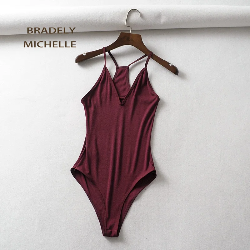 BRADELY MICHELE 2019 женское трикотажное однотонное боди сексуальное открытое без