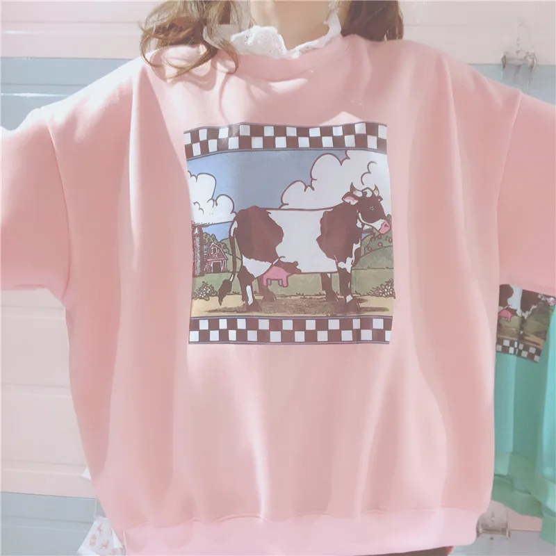 Kawaii/женские толстовки с кружевной вышивкой толстый бархат Корейская Мягкая