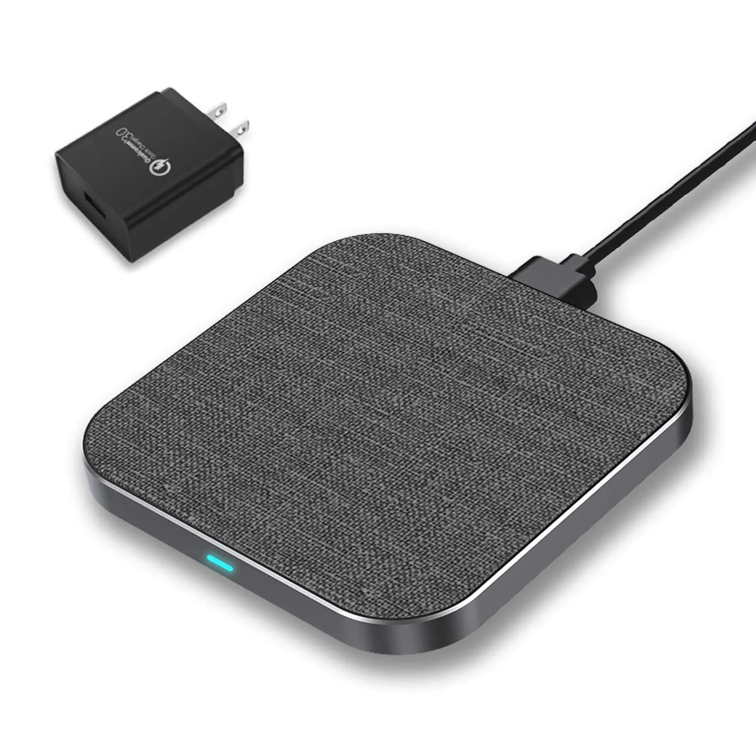 7.5W Fast Wireless Charging Pad with QC3.0 Adapter Designed for iPhone X/8/8Plus/Samsung Galaxy S9/S9+/S8/S8+/Note 8 and All Q |
