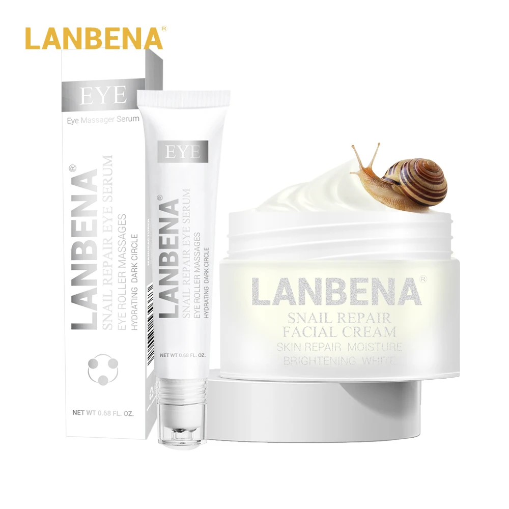 LANBENA Улитка ремонт отбеливающий крем для лица + глаз Сыворотка против акне