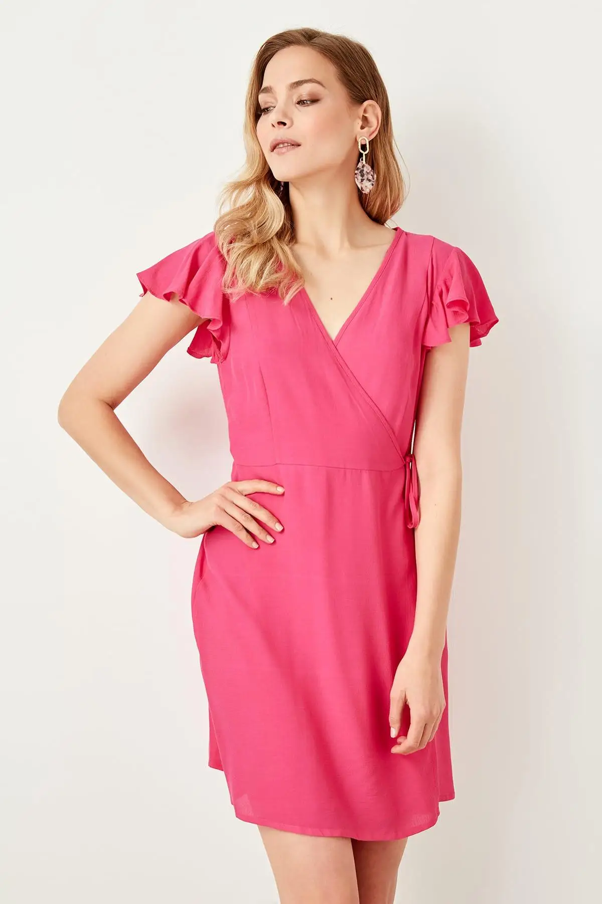 Trendyol платье цвета фуксии со шнуровкой TWOSS19YD0066|Женские платья| |