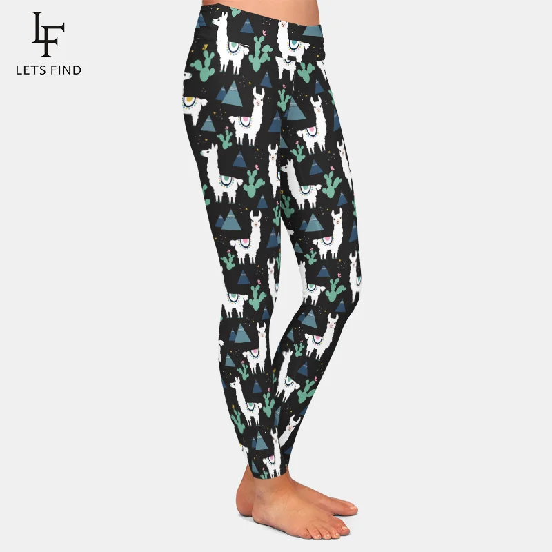 2019 New Arrivals 3D Sheep Print Black Leggings High Waist Fashion Elasticity Milk Silk Casual Women Leggings