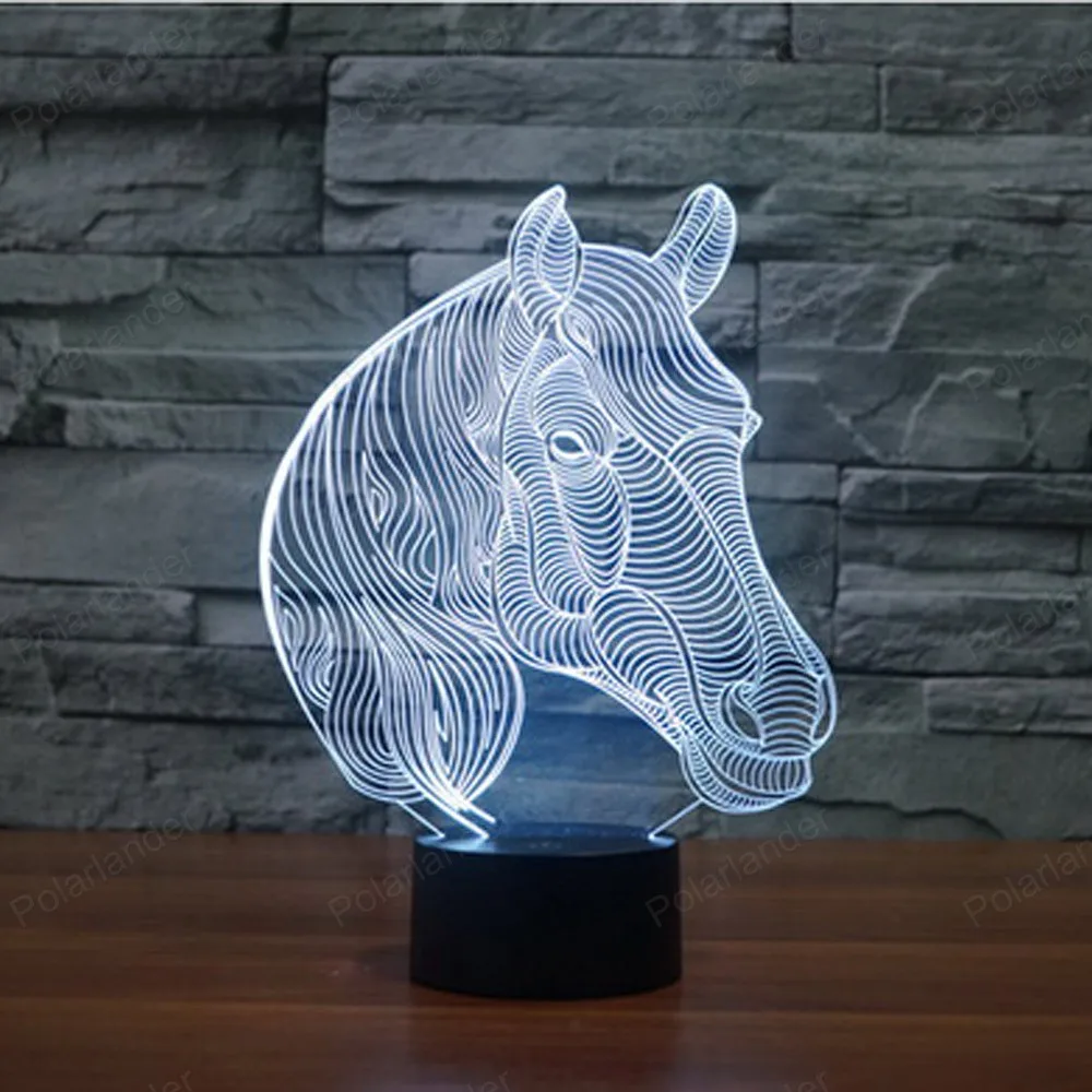Новый Лошадь 3D огни сенсорный Светодиодный лампа vitage Dragon Атмосфера декоративные