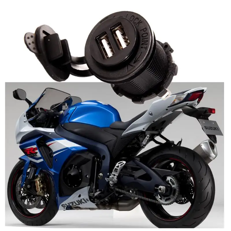 Универсальное зарядное устройство с двумя usb разъемами для мотоцикла адаптер