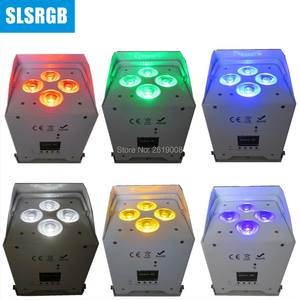 6 шт./лот 4*18 Вт RGBWAUV в 1 беспроводной DMX512 ИК аккумулятор Мощный светодиодный Par 4 шт.