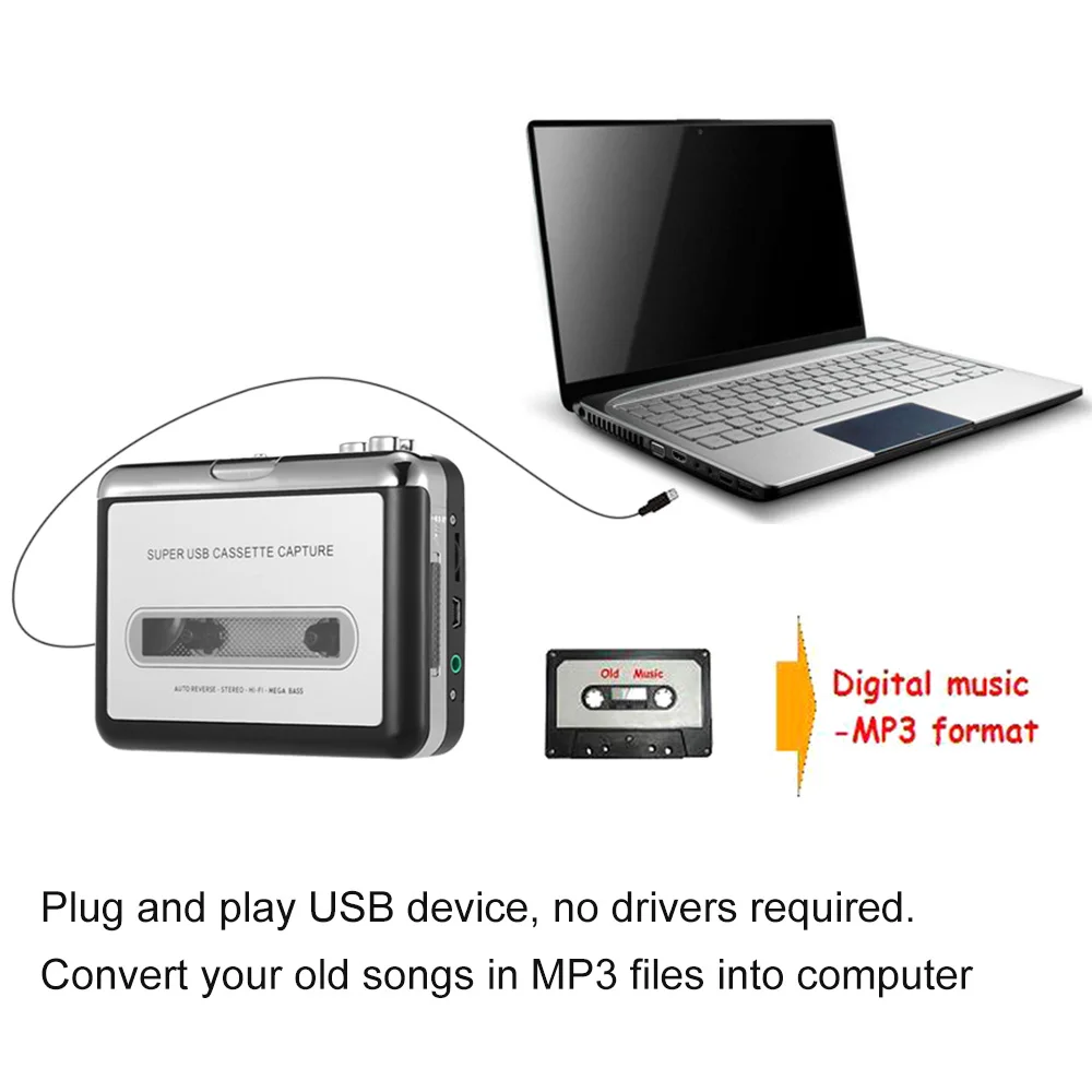 Ezcap USB кассета захвата Магнитный преобразователь в компьютер стерео HiFi Качество