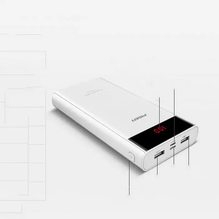 PISEN настоящий внешний аккумулятор 20000 мАч Type C MIcro USB LCD Внешний для мобильного