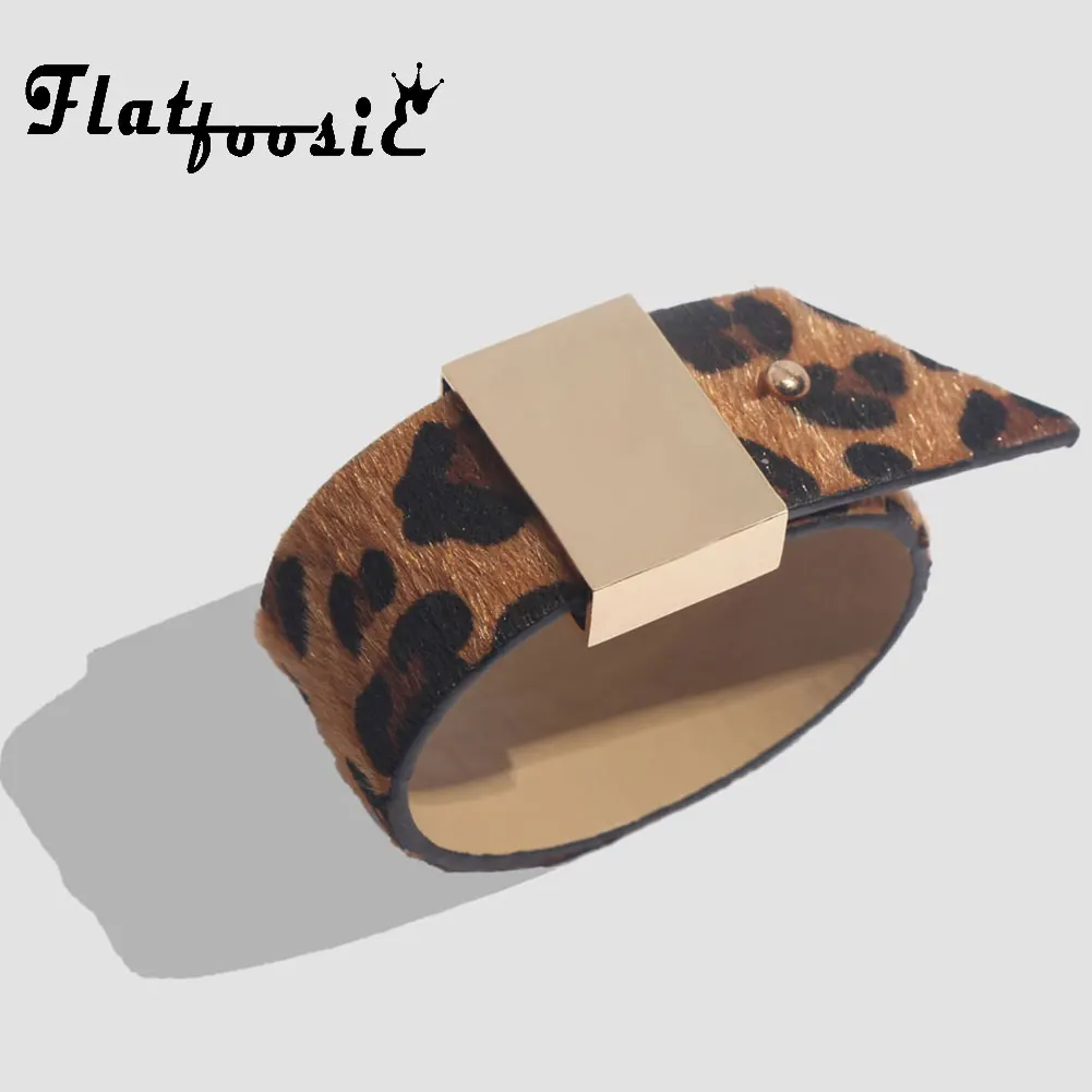 Женский браслет с леопардовым принтом Flatfoosie, регулируемый винтажный браслет-талисман, ювелирные изделия