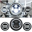 Светодиодные фары для мотоцикла, 7 дюймов, противотуманные фары 4,5 дюйма, Electra Glide, Softail, Fat Boy Touring