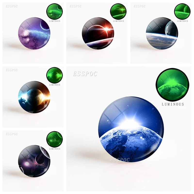 

5pcs/set Fashion Jewelry Twilight Photo Round 25mm Luminous Glass Convex Manual Sunrise Photo Jewelry Supply Pendant