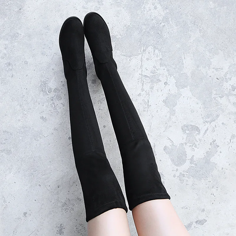 Star over-the-knee stretch boots new 2019 hide wedge women's 2.1 | Обувь