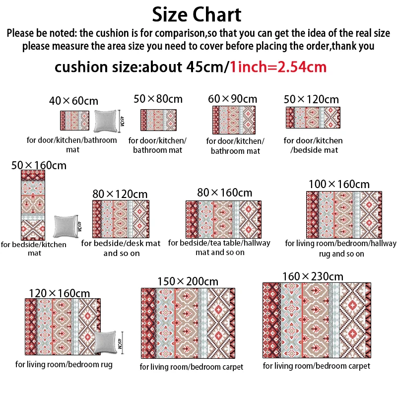 Fashion Ethnic Bohemia Style Red Blue Geo Floral Print Bedroom Living Room Parlor Area Rug Decor Carpet Doormat Kitchen/Footmat | Дом и сад