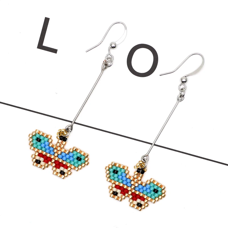 

Fairywoo Ins Wholesale Miyuki Cute Butterfly Earring Jewelry Stainless Steel Hook Delica Earrings For Woman Fashion Girl Gifts