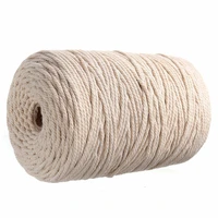 220m 3mm natural beige soft cotton twisted cord rope craft macrame artisan string diy handmade tying thread cord rope diameter