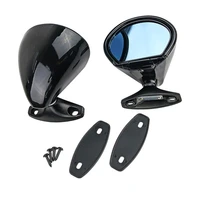 2pcs universal classic door wing side view car mirrors abs plane mirror blue anti glare vintage black