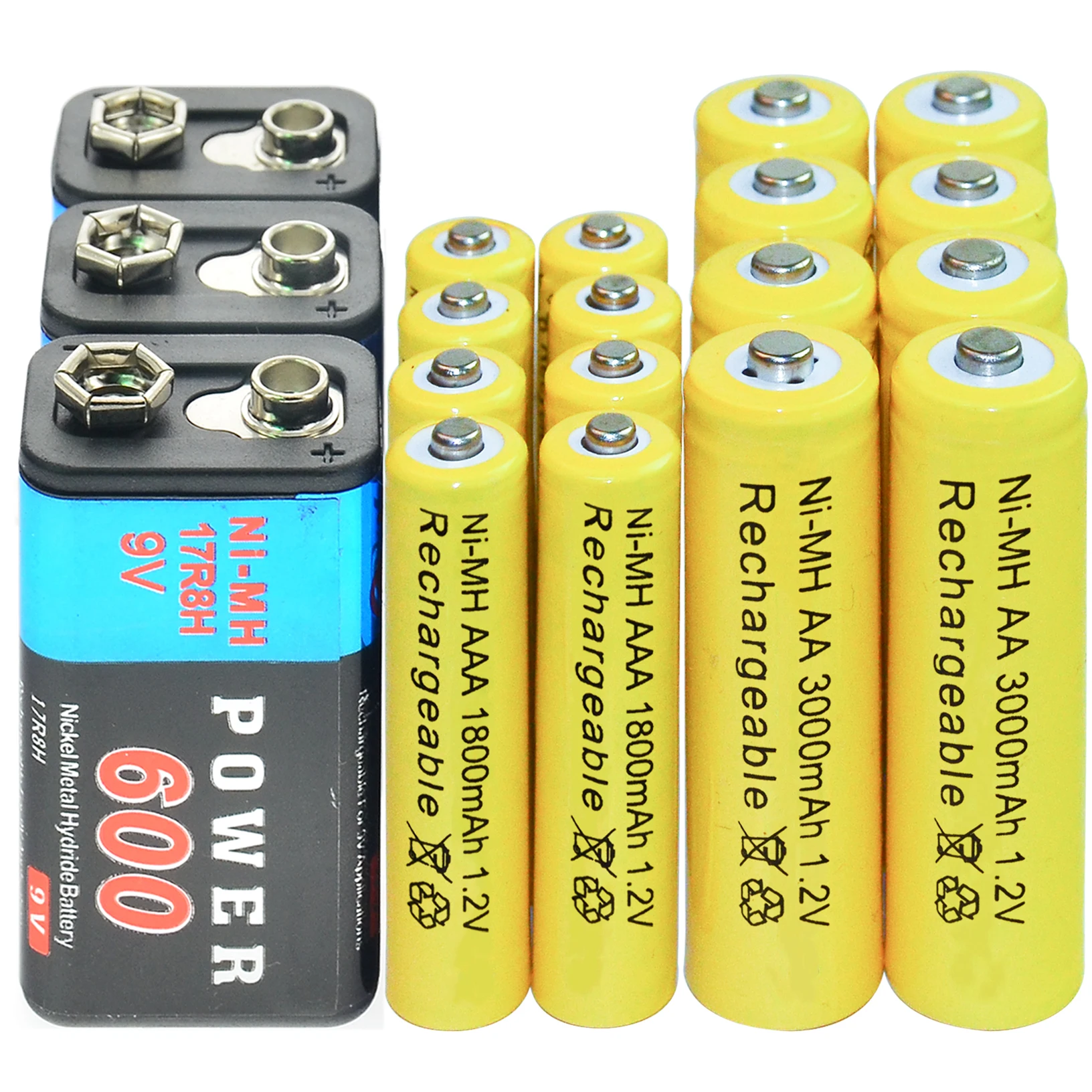 3x9V 600mAh + 8x AAA 1800mAh AA 3000mAh 1 2 V Ni MH аккумуляторные ячейки для игрушек