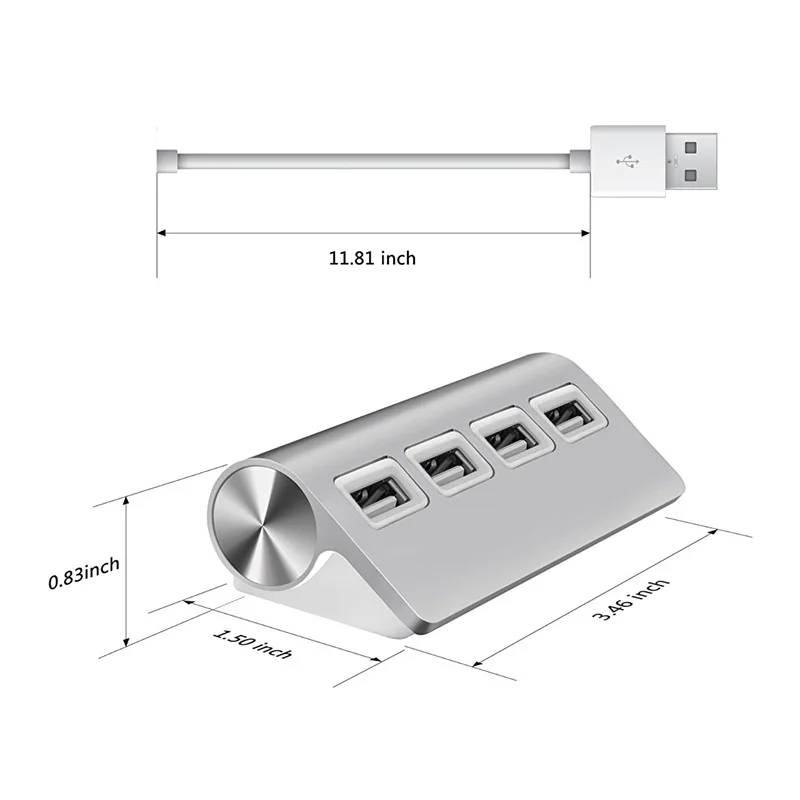 Usb концентратор Премиум 4 порта алюминиевый usb с 11 дюймовым экранированным