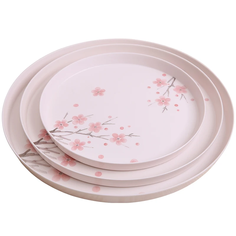 Круглый поднос из натурального пластика тарелка для чайной еды Серверная посуда