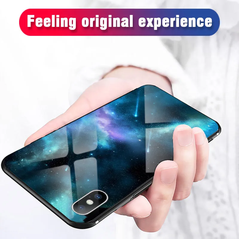 Luxury Planet Surface Tempered Glass Phone Case For iPhone X 7 8 6 6S PLus XR XS Max Protective Back Cover Cases |
