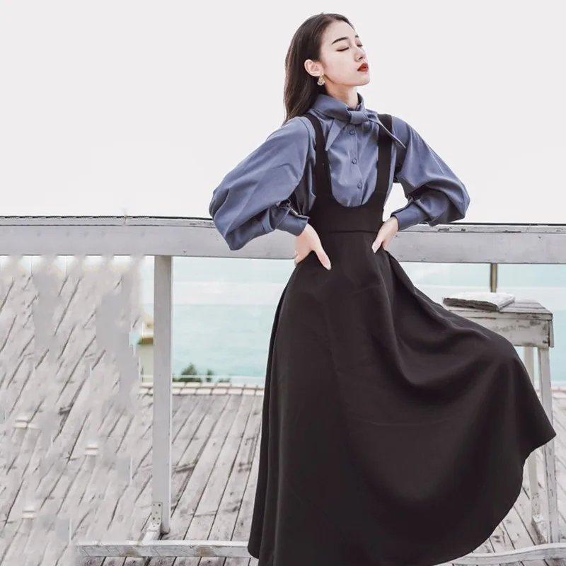 TWOTWINSTYLE/Винтажные женские костюмы с бантом и фонариком рубашки длинными рукавами
