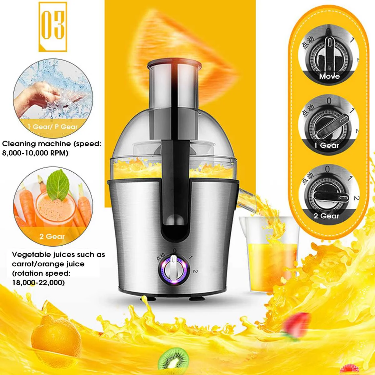 Соковыжималка из нержавеющей стали Warmtoo 220 В 300 Вт соковыжималка для фруктов