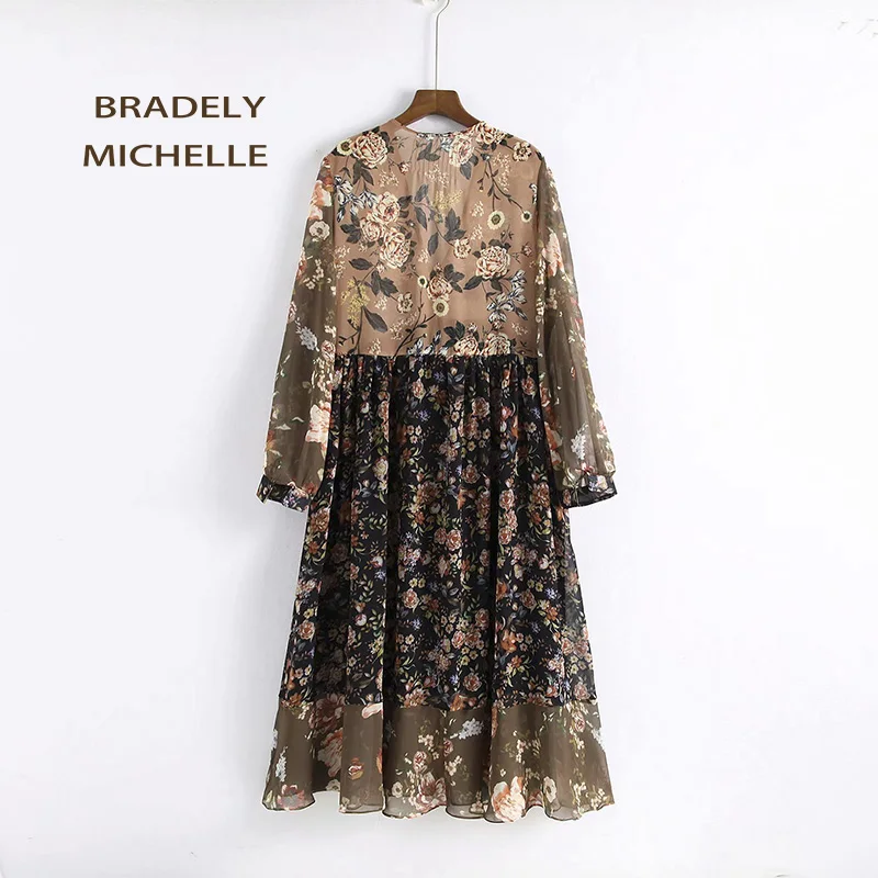 BRADELY Michel vestidos verano 2018 женское летнее платье винтажное до середины икры с длинным