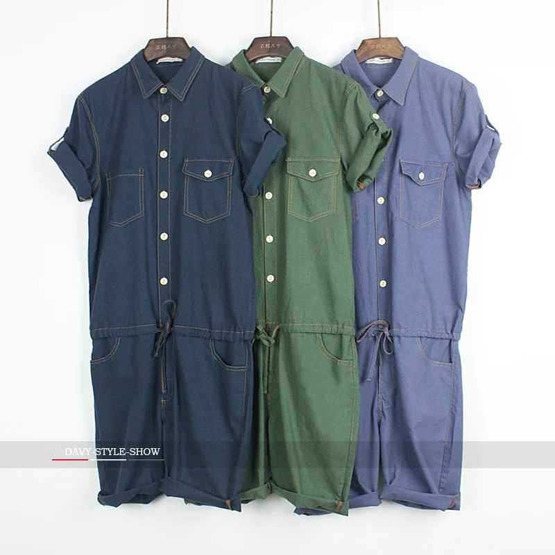 Мужской джинсовый комбинезон повседневный слитный с принтом и короткими