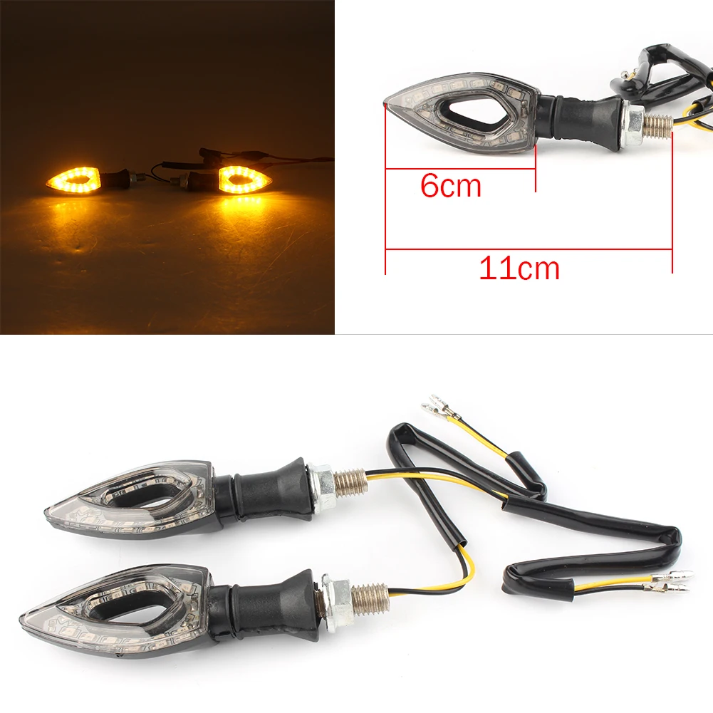 

12V LED Turn Signal Indicator Blinker Amber Light Lamps 2PCS Universal Motorcycle Mounting bolt thread 10mm