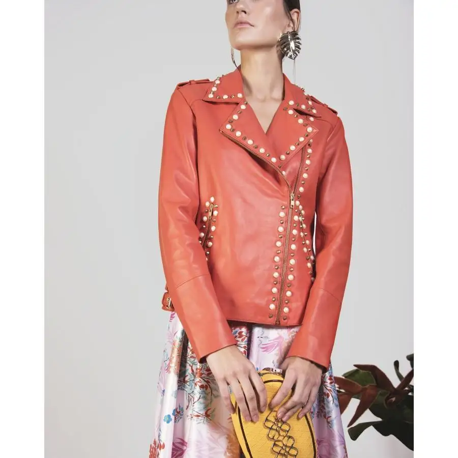 CUPLE WOMAN POLICARBONATO JACKETS PERFECT красный с жемчугом и тахасом|Женские куртки| |