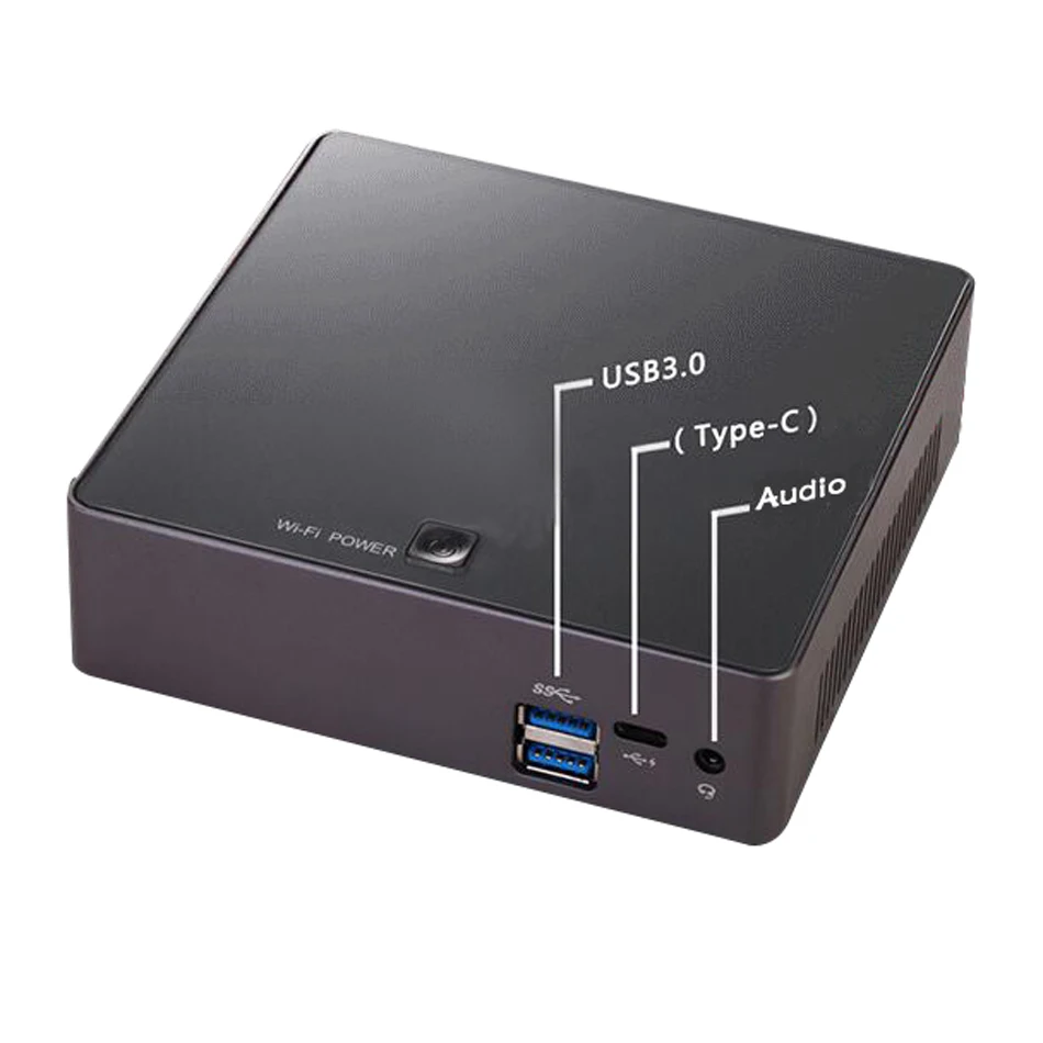 Вентилятор мини ПК Intel Core I7 8550U Windows 10/Ubuntu [HUNSN BA02L] (WiFi/1HD1. 4/2USB3. 0/2USB2. 0/1LAN/1USB type C)|Мини