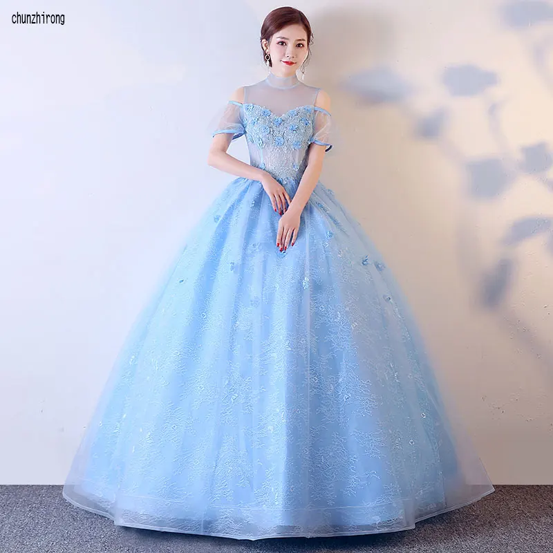 New The Banquet Elegant Evening Prom Halter Organza Tulle Short Sleeves Lace Appliques Floor-length Party Custom Formal Gowns | Свадьбы и
