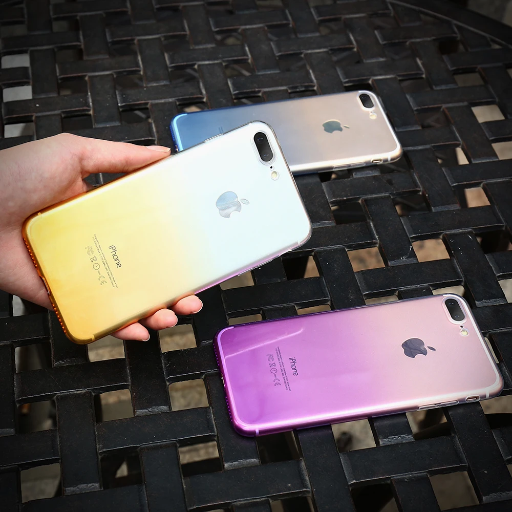 Чехол kisscase для iPhone XS Max XR X Роскошный ультра тонкий мягкий градиентный ТПУ чехол 6 S
