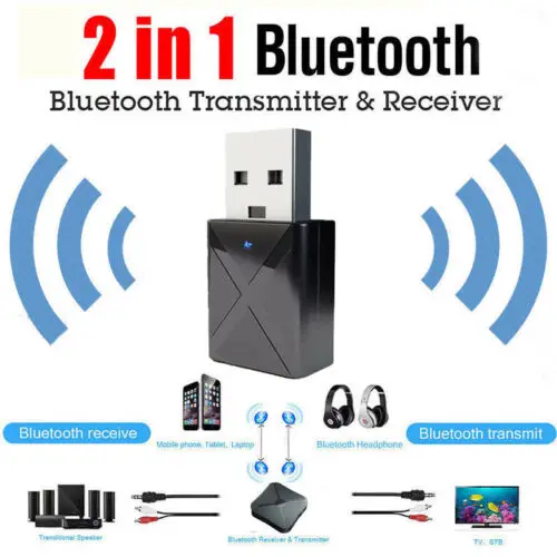 2 в 1 USB Bluetooth 5 0 аудио передатчик/приемник адаптер + 3 мм Aux кабель для ТВ/ПК терминал