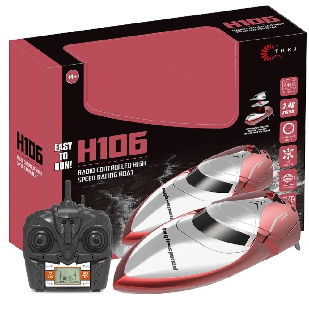 Новый TKKJ H106 2 4G высокоскоростной RC лодка 7 4 V 600MAH ЖК-экран аккумулятора пульт