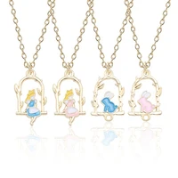 cute swing alice rabbit necklace for women girls bunny animal pendant alice in wonderland party jewelry gift drop shpping