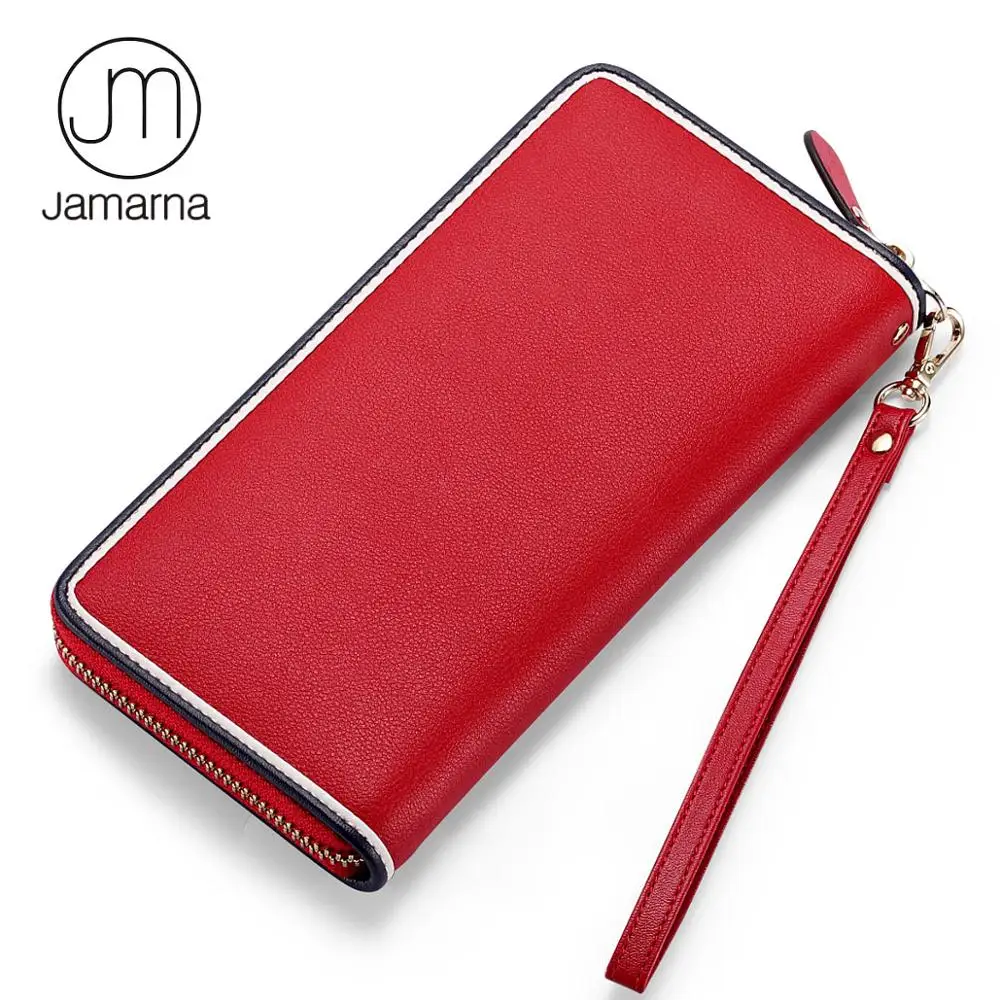 Кошелек Jamarna Женский из натуральной кожи длинный на молнии с отделением для карт