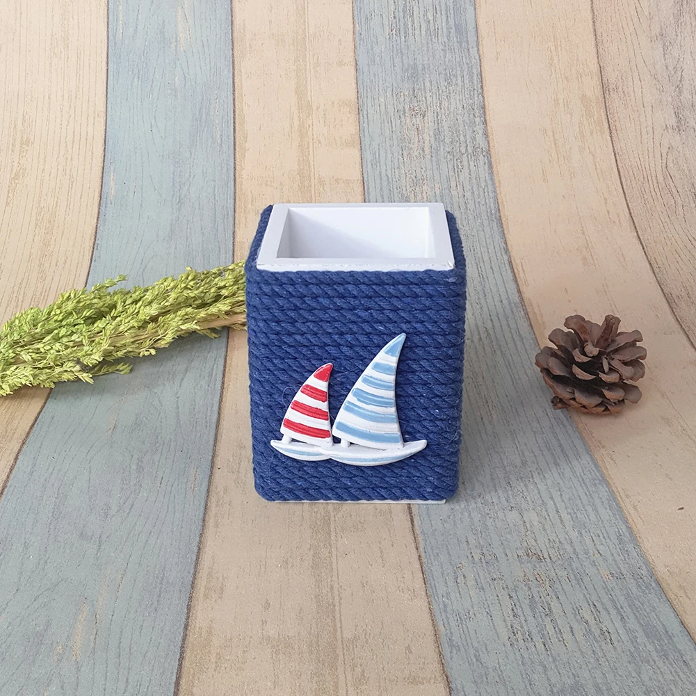 Sailing Boat Figure Pen Holder Solid Wood Twine pen Pencil Container Brush Pot Tabletop Decoration Storage Desk Organizer Gift | Дом и сад