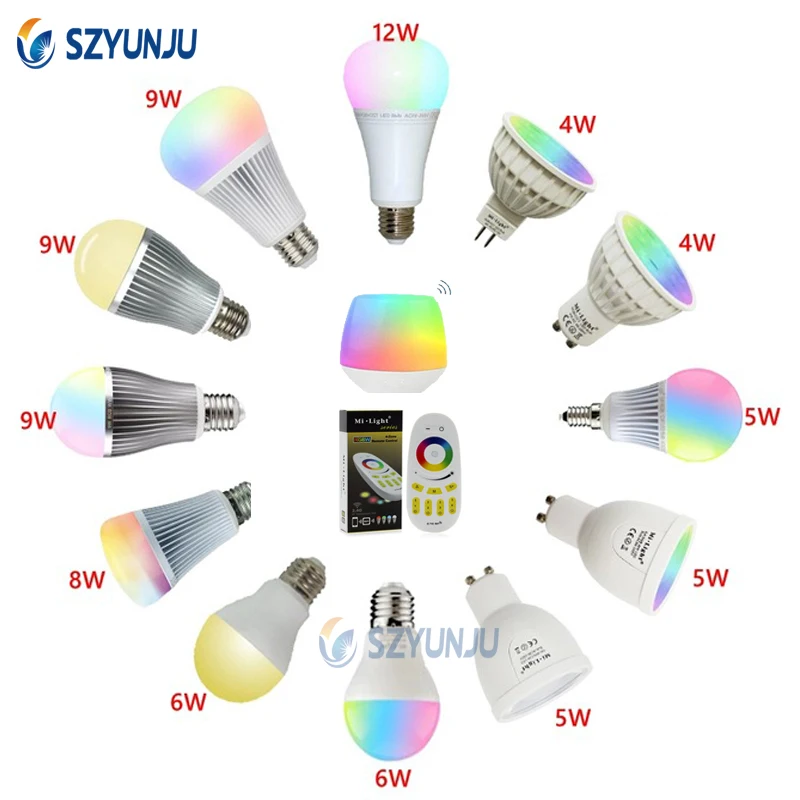 

Smart Led Bulb 4W 5W 6W 9W 12W MR16 GU10 E14 E27 Dual White RGBCW RGBWW RGBCCT Lamp Control by 2.4G RF Remote Controller Ibox