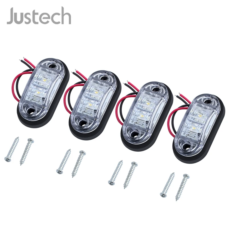 Justech 4 pcs LED Front Side Marker Indicator Light 12V 24V Car Truck Van Trailers White | Автомобили и мотоциклы
